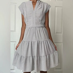 NWT Monteau Striped dress skater tiered skirt XS